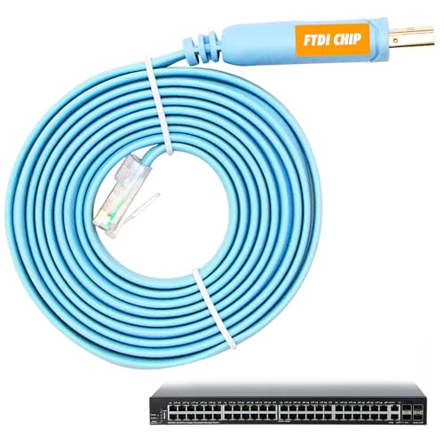 JSM FITNESS Cisco Console Cable 1.8M – USB auf RJ45 Kabel mit FTDI Chip, Professionelles Konsolenkabel für Cisco Router, Switches, Stabiles Lan zu USB Kabel für Netzwerkkonfiguration Windows/Mac/Linux
