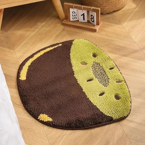 Image of Gavi Home Decor Super Soft Shaggy Bath Mat Anti Skid Anti Slip Cute Absorbent Kids Small Bath Mat Cartoon Fruit Bathroom Rug Non Slip, Cute Bathroom Floor Mat for Home Kitchen(60 x 40 Cm) (Green Kiwi)