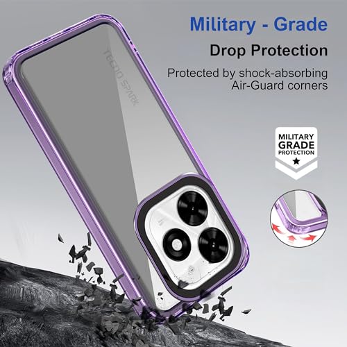 Image of Zapcase Back Case Cover for Tecno Spark Go 2024 | Compatible for Tecno Spark Go 2024 Back Cover | Case Cover with Camera Protection | (TPU + PC | Translucent Purple)