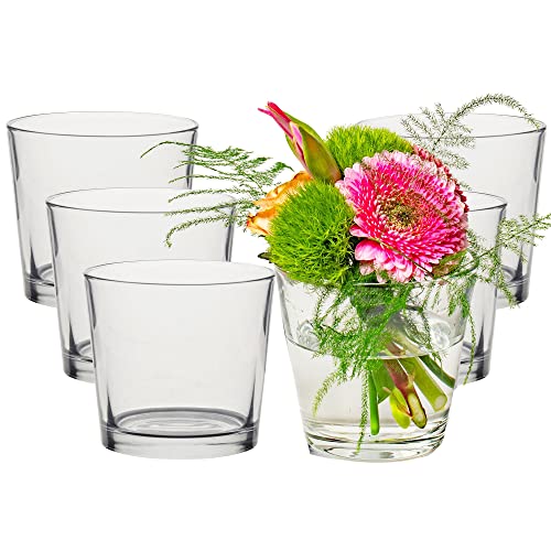 Windlichter Lilly aus Glas, konisch Ø 10 cm H 9 cm - Teelichtgläser - Teelichthalter - Vorspeisengläser - Dessertgläser - Vasen (6 Stück)