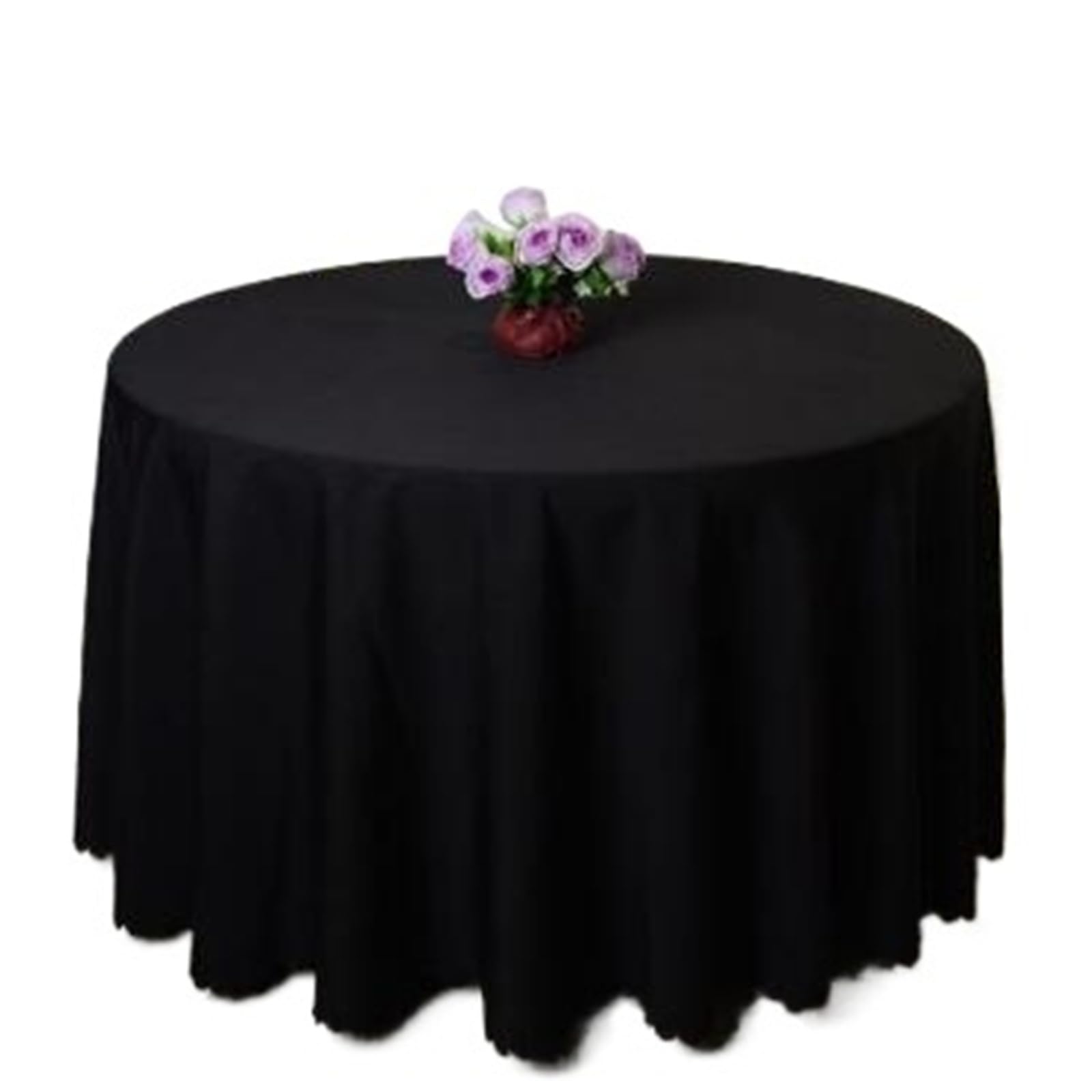 SUBLXPoten Tablecloth with Pleated Skirt 1pc Round Conference Tablecloth Wedding Hotel Banquet & Parties Table Cover Overlay(Black,220cm)