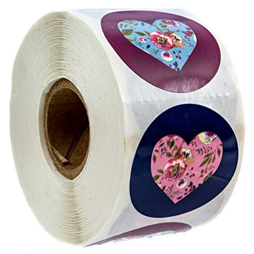Floral Hearts Stickers Valentine s Day Stickers 500 Wedding Stickers 1.5 Heart Labels