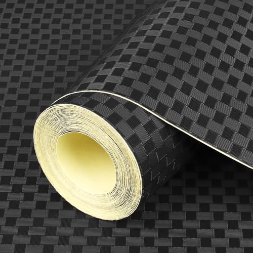 Self-Adhesive Shelf Liner Kitchen Liner, Waterproof Backed Paper Easy Peel and Stick Contact Liner Without Residue for Decor Your Desk Surface, Kitchen Countertops - Black, 17.5 x 393.7 inches