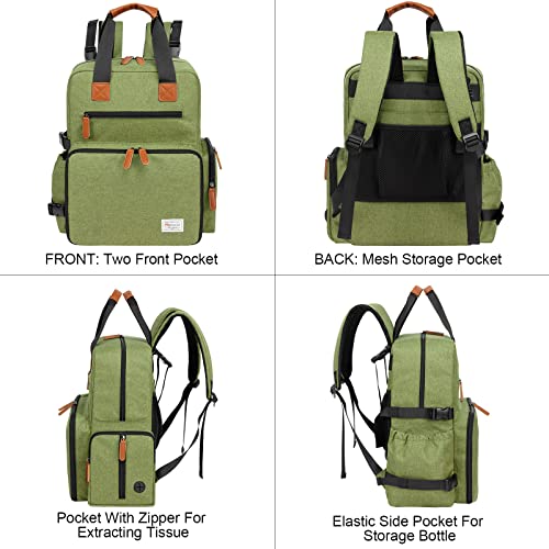 Modoker Dog Travel Bag, Airline Approved Backpack for Pet Accessories Organizer, Tote Weekend Bag with 2 Dog Food Storage Containers, 2 Collapsible Dog Bowls, 1 Pet Mat, Green - Image 3