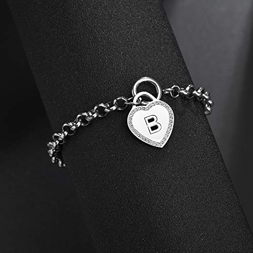 Image of CaleesLLC Letter A to Z Initial Charm Bracelet Adjustable Stainless Steel Anklet Personalized Wrist Link for Women