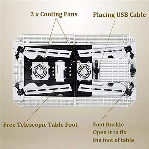 Mini table pliable pour PC portable ventilée contre la surchauffe blanche