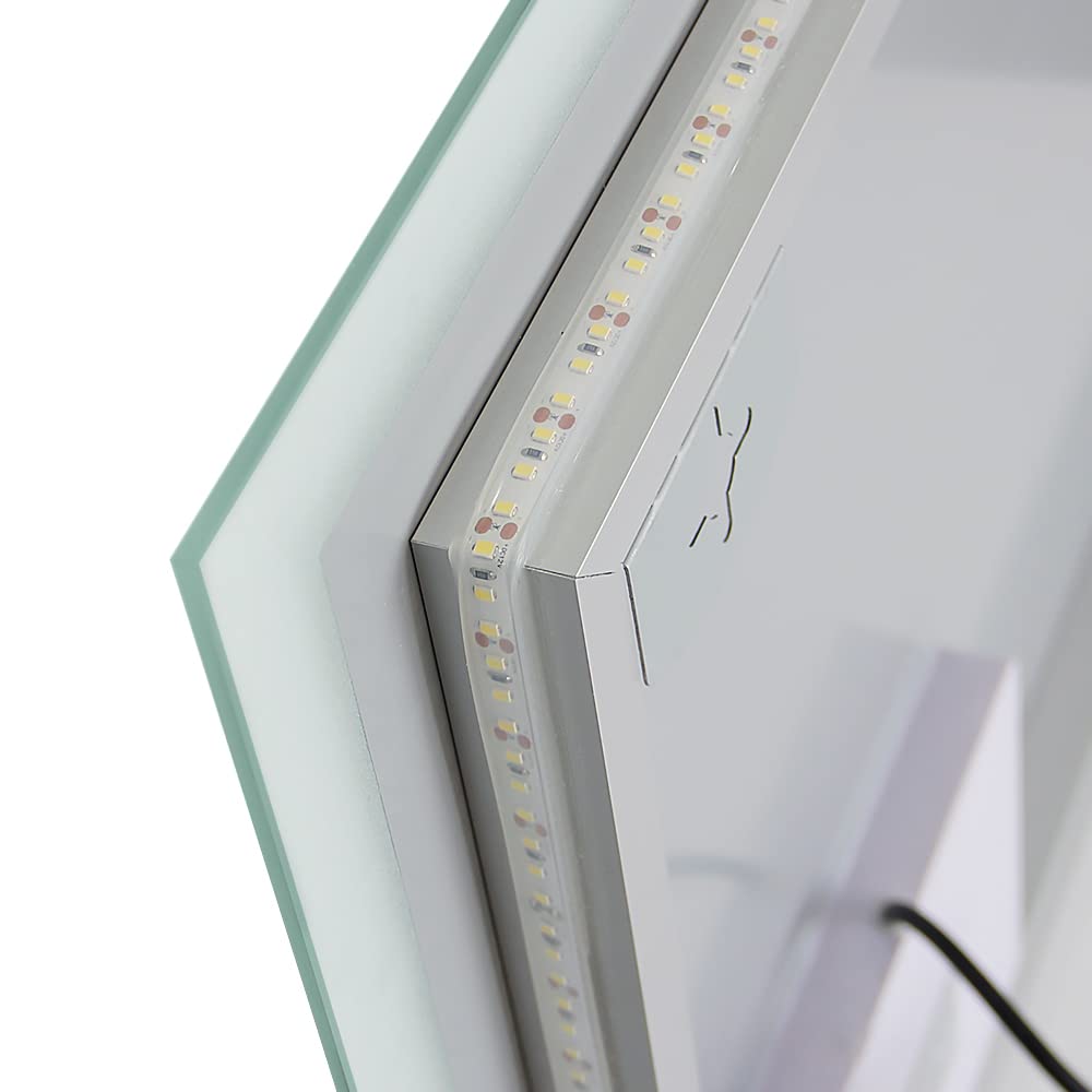 axentia Spiegel mit LED-Beleuchtung, Badspiegel mit Touch, ca. 70 x 60 x 3,5 cm