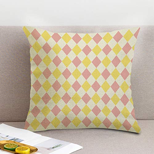 Yellow Buffalo Plaid Pillow Covers 18Ã—18 Inch for Home Decoration, Cotton Linen Cushion Pillow Cases Holiday Throw Pillow Covers for Couch Sofa Bed Chair Decor