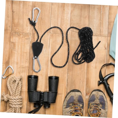 4-Piece Black Tent Windproof Rope With Carabiner Hooks For Tarps And Halloween_desvips.com