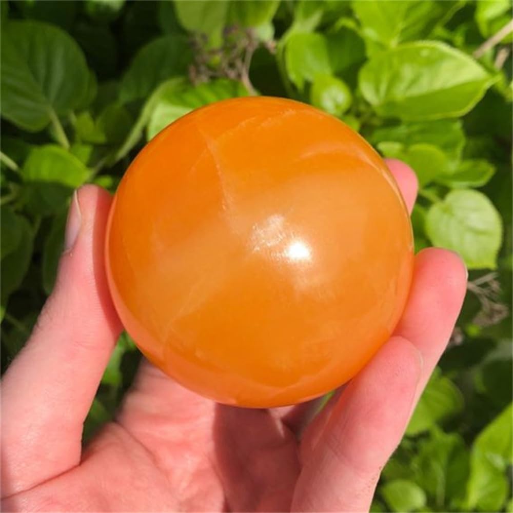 AARTERZZA 1pc 5-6cm Orange Calcite Crystal Ball Striped Stone Ball for Home Decor