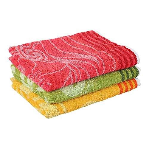 JENNY DENIALCotton Hand Towels 300 GSM (Multicolour, 17*35 Inch) - Set of 3