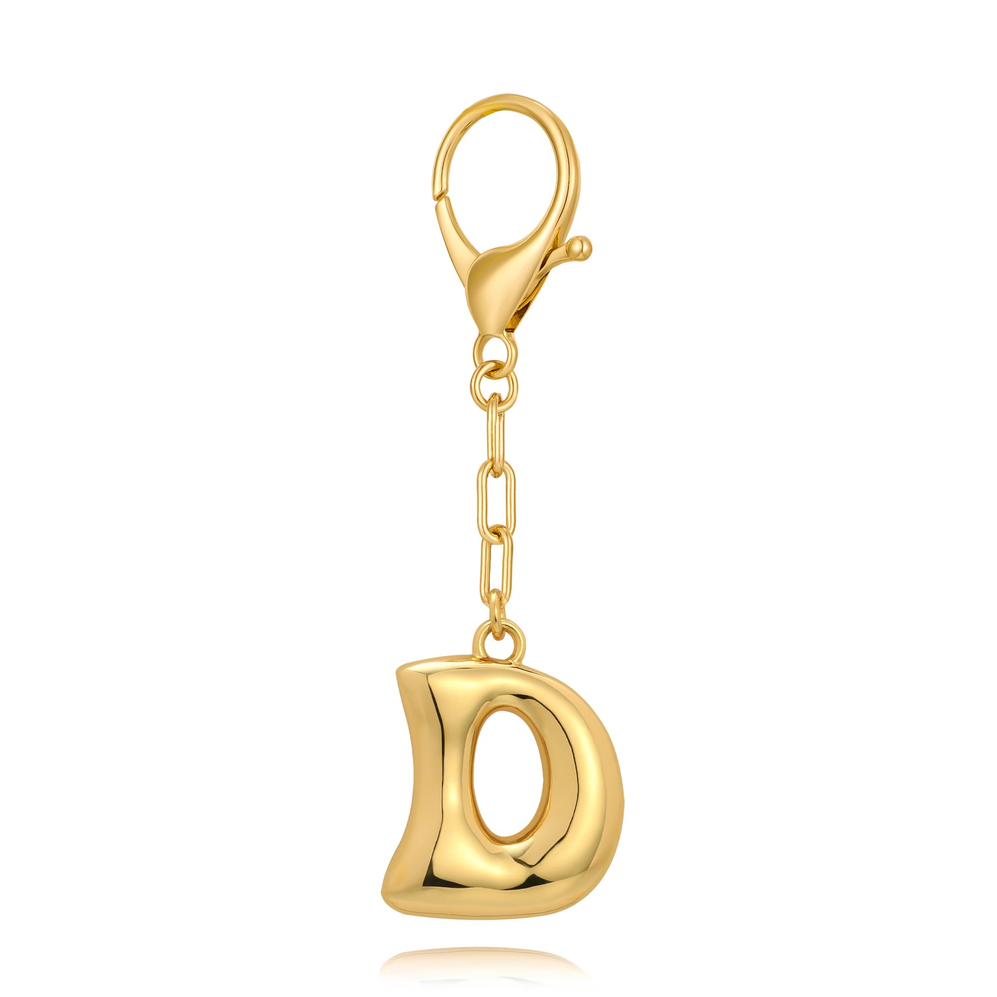 WOWORAMA Initialbuchstabe Schlüsselanhänger für Frauen Chunky Gold Bubble Buchstabe A bis Z Taschenanhänger Handtaschen Anhänger Schlüsselringe Zubehör