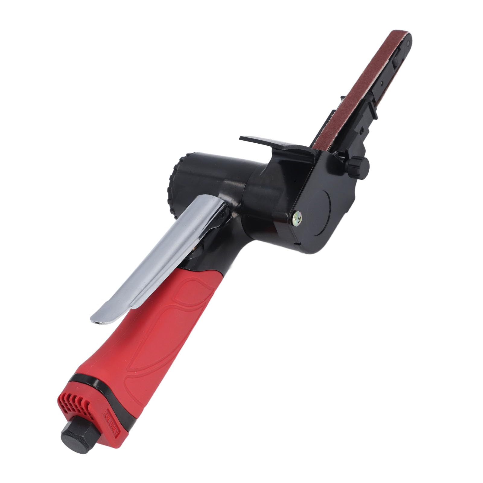 ZAWELIYO 1/4 Inch Air Belt Sander Red Handle Aluminum Alloy Pneumatic Belt Sanding Machine for Weld Joints Polishing Deburring Chamfering