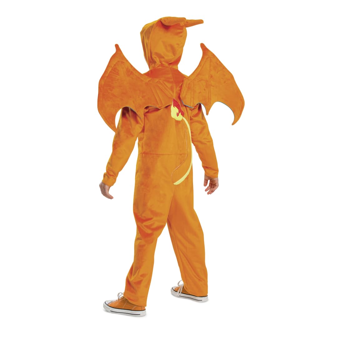 DISGUISE Costume da Charizard Pokémon per bambini, con licenza ufficiale, con ali staccabili e cappuccio dimensionale, tessuto morbido, per bambini dai 4 ai 6 anni, 7-8 anni, 10-12 anni