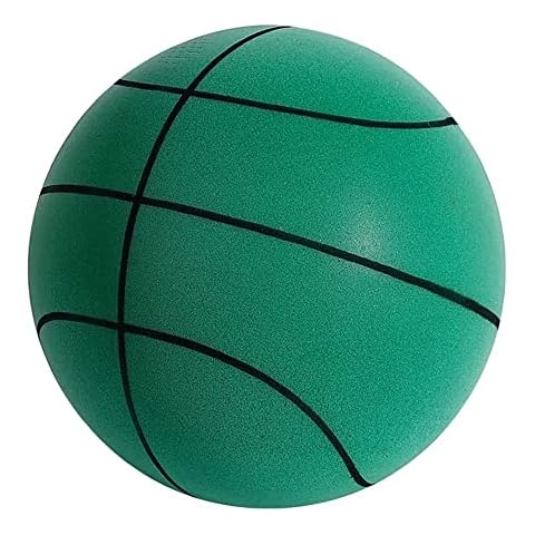 MINDCOLLISION Silent Basketball,Uncoated High Density Foam Ball, Soft, Flexible, Lightweight And Easy To Grip, Quiet Ball for Various Indoor Activities,Green Cover