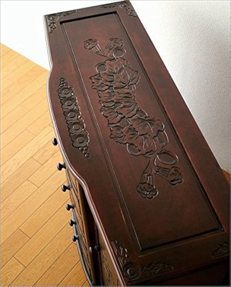 イタリア製 アンティーク　キャビネット　電話台 木製 サイドボード サイドキャビネットA 電話台 ナチュラル 無垢 ダーク色 おしゃれ