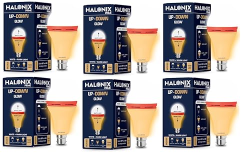 Halonix 10W Up Down Glow Yellow & White 3 modes led bulb | Switch On-Switch Off to change led bulb color | Decorative led bulb | b22d | Pack 6 (B0CVV6915L) Amazon Price History, Amazon Price Tracker