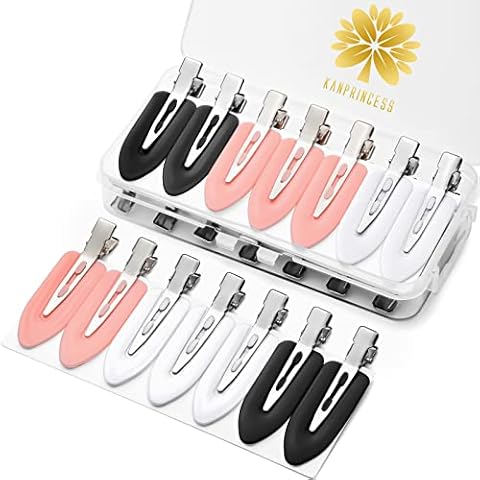 KANPRINCESS 21PCS No Crease Hair Clips For Women - Makeup and Hair Styling Clips For Makeup Application, Hair Salon (7 Black, 7 White, 7 Pink) Cover
