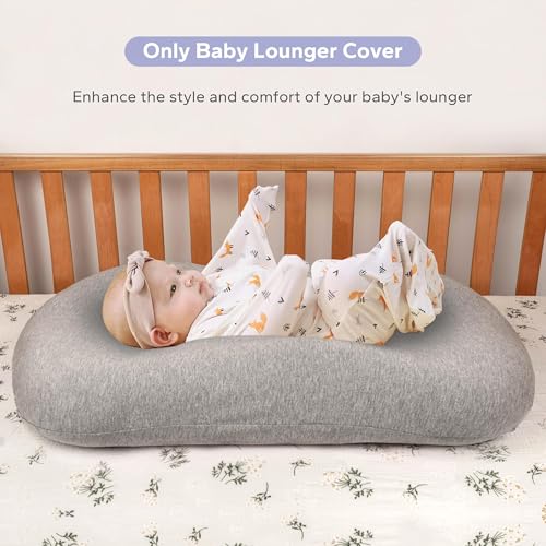 Image of FUNUPUP Rayon Derived from Bamboo Baby Lounger Cover Compatible with Snuggle Me Lounger, Infant Lounger Pillow Cover for Newborn, Removable Elastic Newborn Lounger Cover,Cover Only, Grey