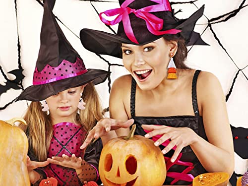 NLCAC 2 Pairs Halloween Earrings Beaded Ghost Candy Corn Tassel Dangle Earrings Spooky Halloween Costumes Decorations Party Jewelry Gifts Ghost Tassel2