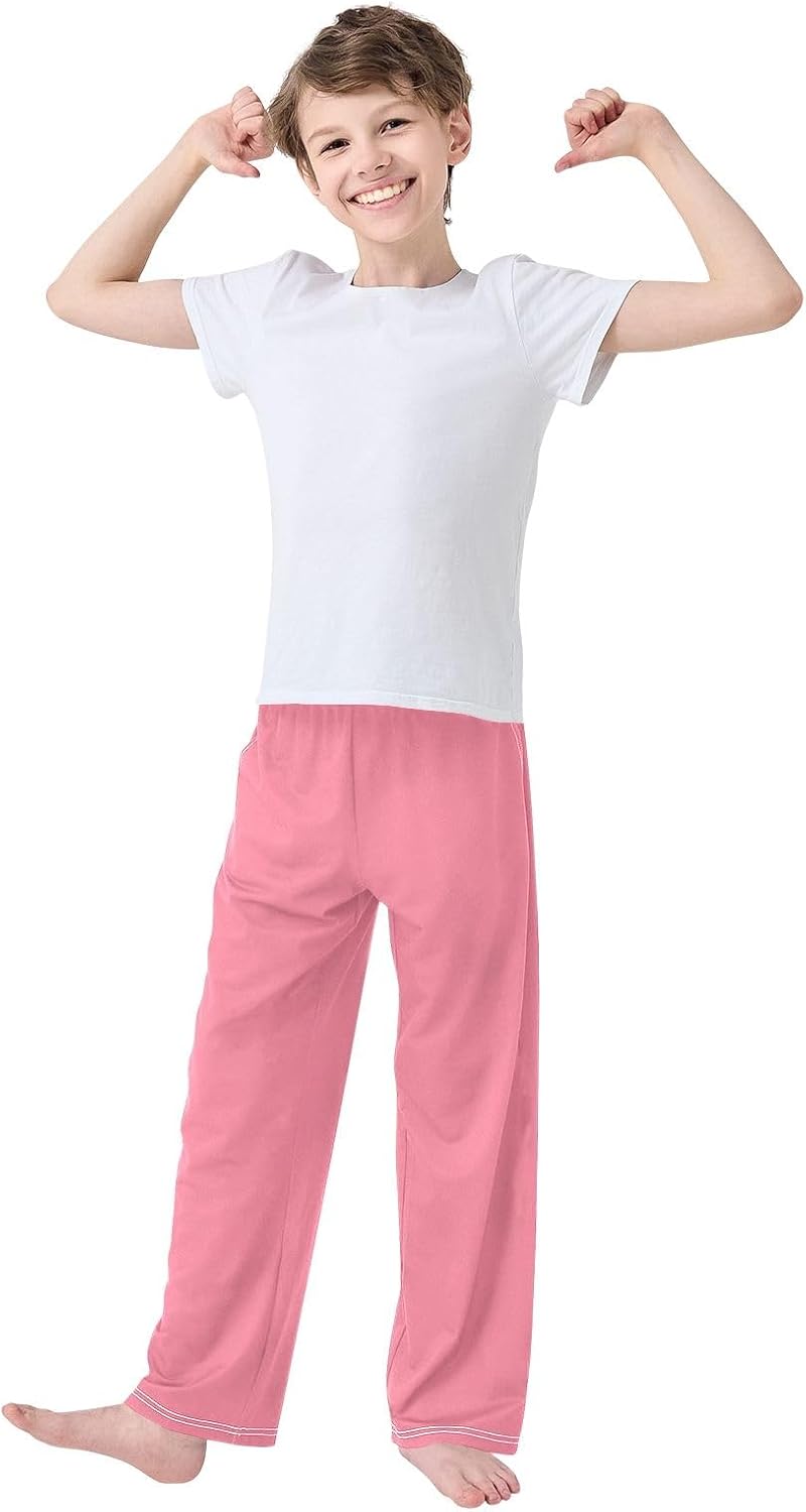 Salmon Pink Pajama Lounge Pants, Soft Modal Blend, Cozy Elastic Waist with Pockets for Spring Fall