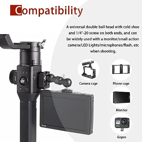 Mini bras magique double tête rotative pour stabiliser moniteur et micro sans chute