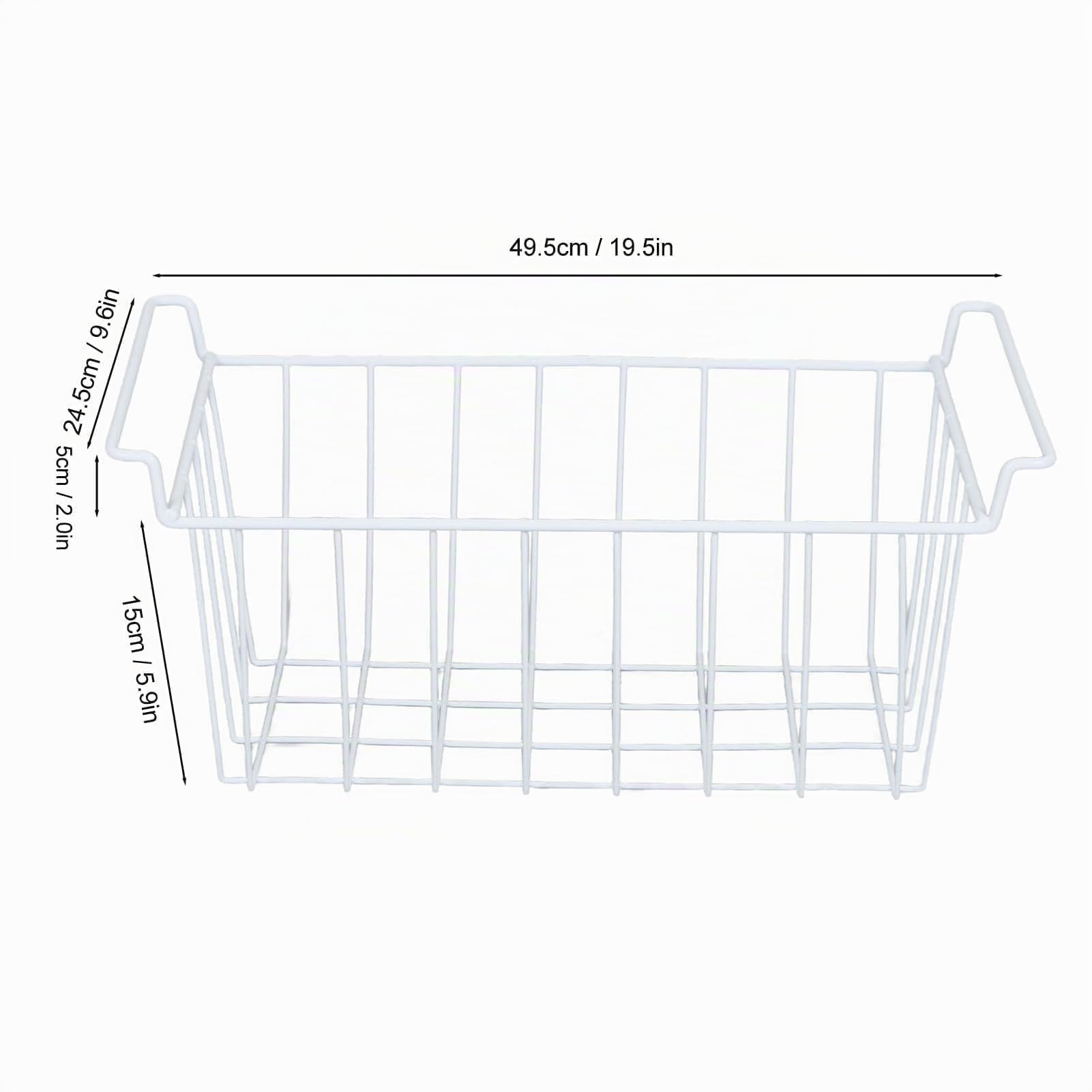 2 Cestas Grandes de Almacenamiento de Alambre para Congelador, Inoxidables con Asas Portátiles, Ideales para Despensa, Nevera, Baño, Dormitorio, Lavadero y más. (49,5x24,5x20