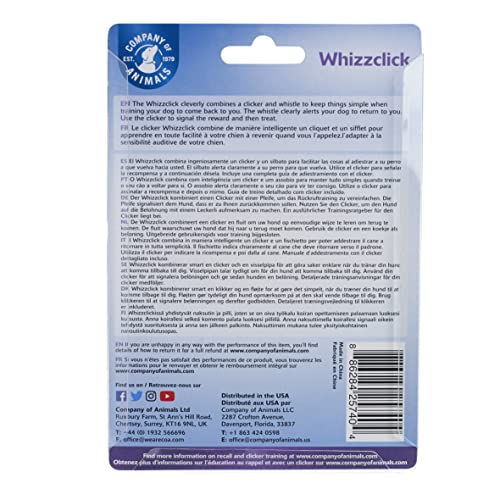 COMPANY OF ANIMALS Whizzclick, 2-in-1 kombinierter Clicker und Pfeife, Hundetrainingspfeife für Rückruf- und Clickertraining zur Belohnung, verstellbares und reflektierendes Trageband, für alle Hunde