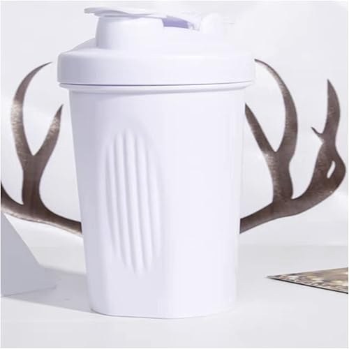 Blender Shaker Bottle con tapa de bucle clásico y bola de batidor de acero inoxidable, 16 onzas (cuerpo transparente, 16 onzas, blanco),