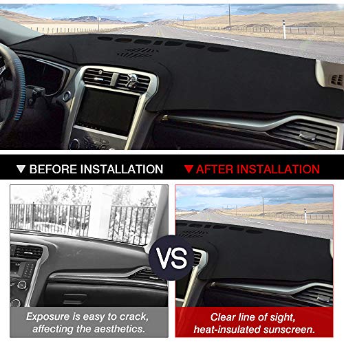 Cartist Custom Fit For Dashboard Cover Mat 2013-2020 Ford Fusion Accessories Dash Mat Flannel Nonslip Dash Cover Sunshade Glare Uv Rays Protector Black #TOP3