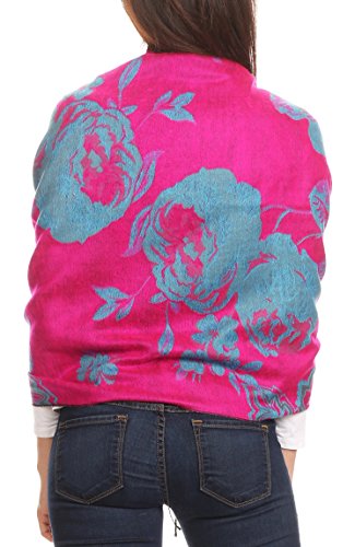 Sakkas Aurora Floral Rose Pashmina Scarf Shawl Wrap with Fringe Super Warm Soft2