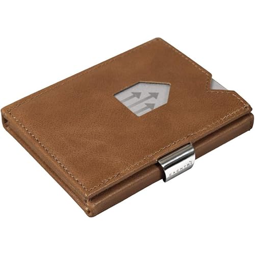 EXENTRI Leather Trifold Wallet - RFID Blocking w/Stainless Steel Locking Clip
