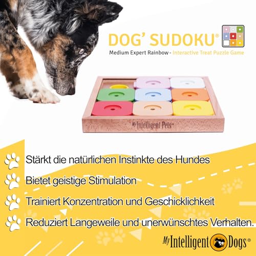 My Intelligent Dogs Interaktives Hundespielzeug Intelligenz, Hundepuzzle - Intelligenzspielzeug für Hunde Mentalen Auslastung - Interaktives Spielzeug Hund, Denkspiele für Hunde Sudoku M Rainbow