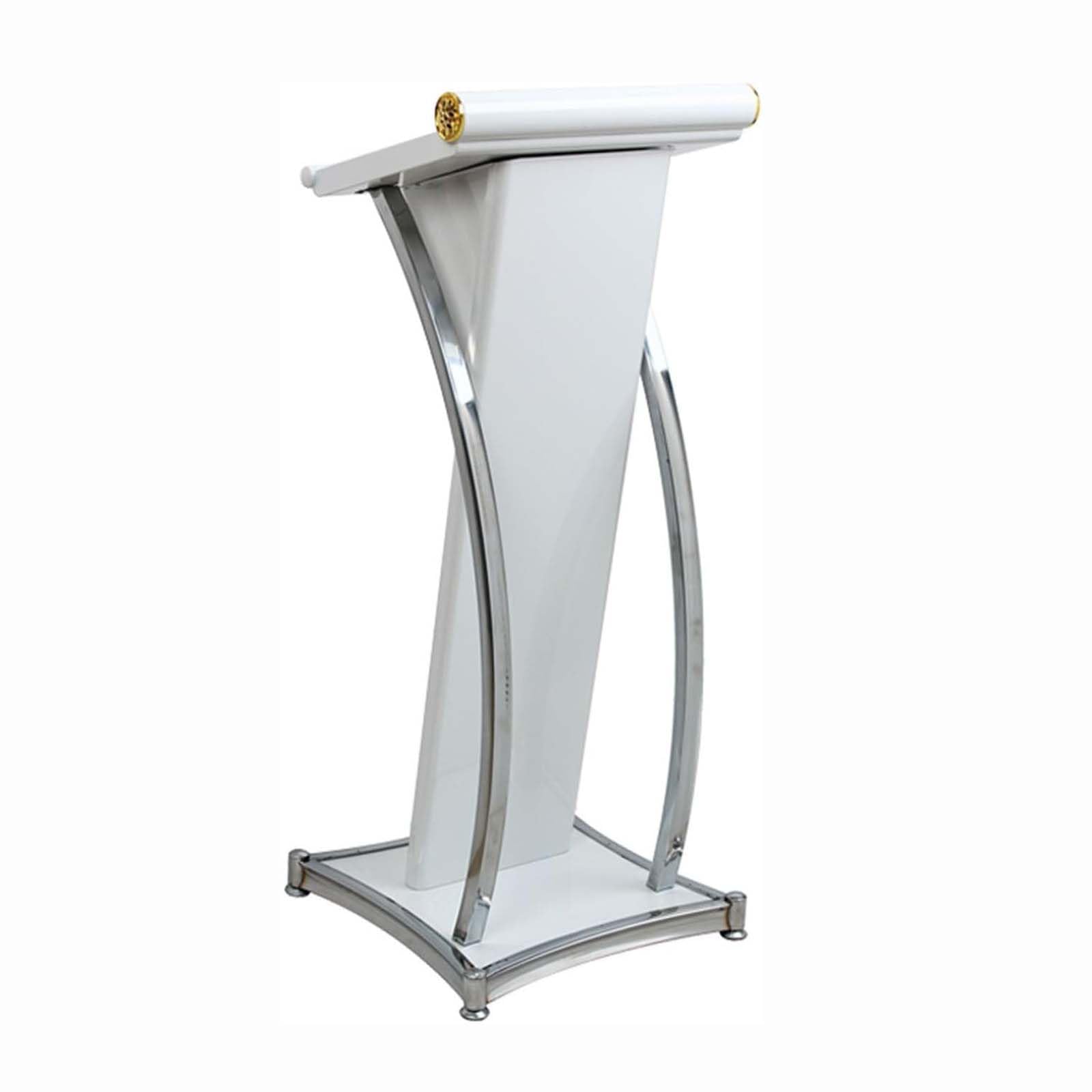 DUANHOZ Curved Metal Lectern, Floor Standing Speaking Podium for Church, Conference, and Campus Presentations