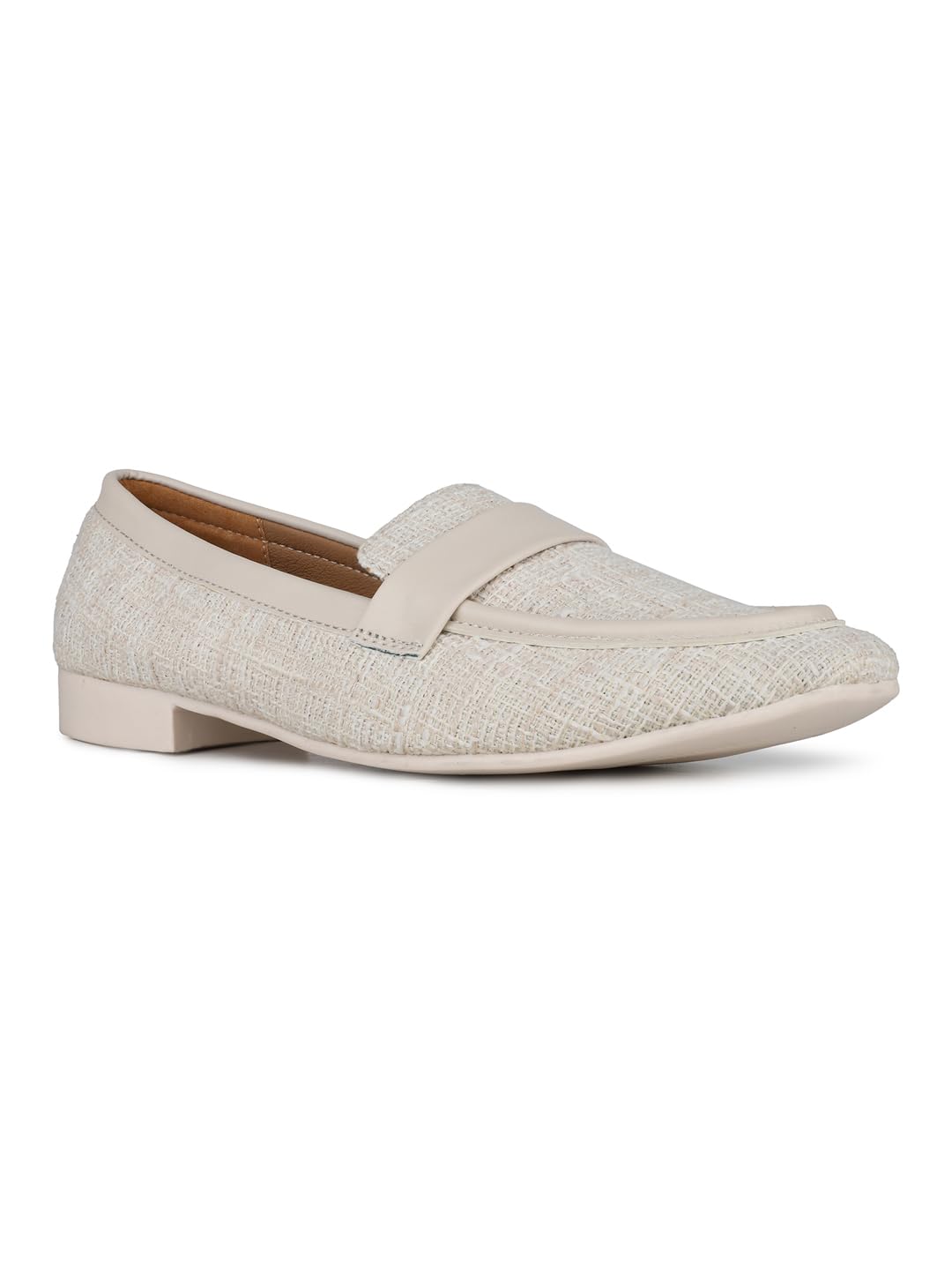 Womens Womens Cream Casual Solid Round Toe Loafers Loafer-image-14