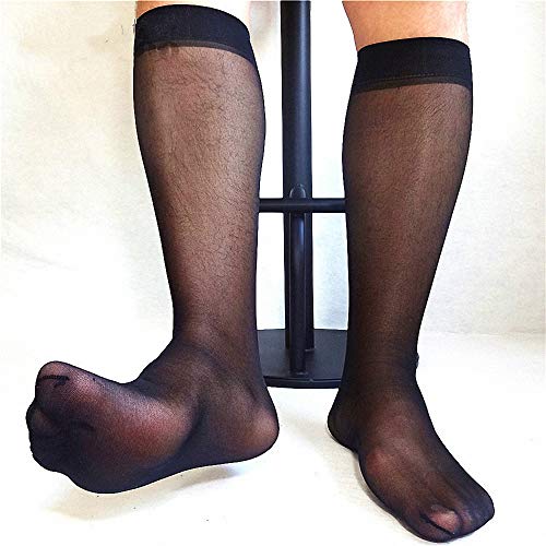 Men's Dress Socks Black Thin Transparent Tube Double layer Suit Stockings2