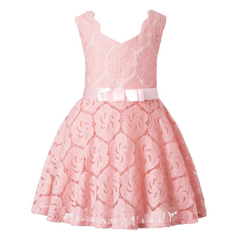 Image of Ripening Baby Girls Gajri Flower Net Round Neck Sleeveless Knee Length Dress