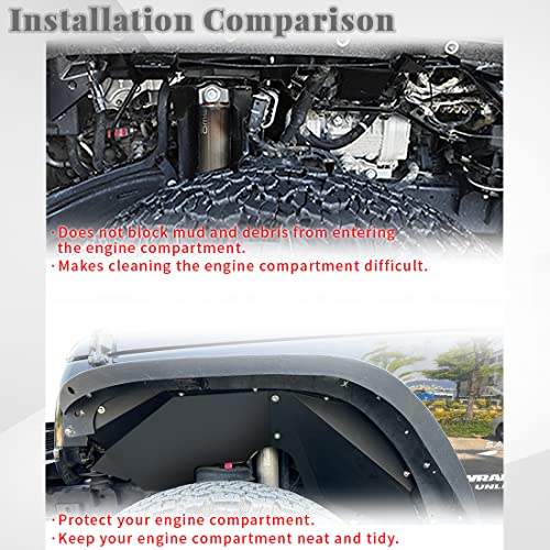 Image of Front & Rear Inner Fender Wheel Well Inner Liners Compatible with Jeep Wrangler JK & Unlimited 2007-2018 2 /4 Doors