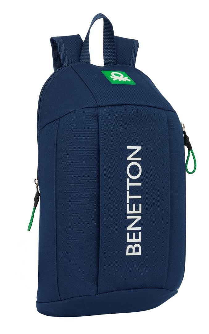 Safta BENETTON GREEN - Mini Mochila para Uso Diario, Ideal para Niños de Diferentes Edades, Cómoda y Versátil, Calidad y Resistencia, 22x10x39 cm