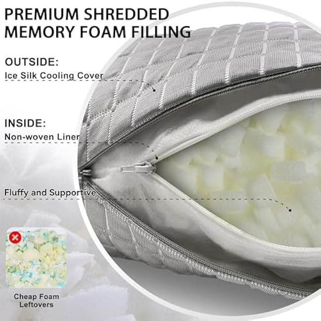 Cooling Pregnancy Pillow, U-Shaped Body Support Maternity Pillow, Memory Foam Filling, Washable & Removable Ice Silk Cover(Cool-Grey, 54 Inch)