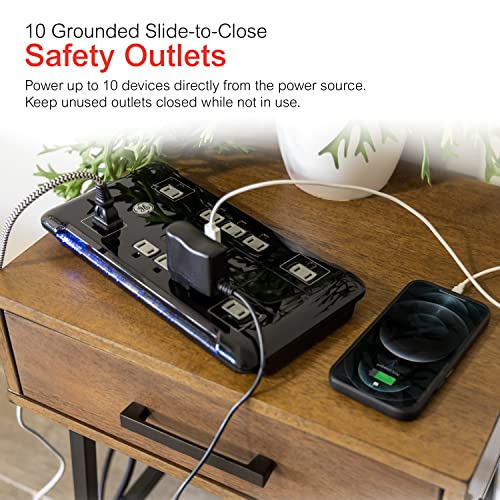 Ge Ultrapro 10 Outlet Surge Protector, 2 Usb Ports, 4 Ft Power Cord, 2880 Joules, Flat Plug, Power Filter, Circuit Breaker, Warranty, Ul Listed, Black, 34462 #TOP2
