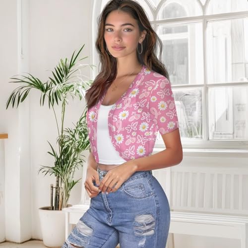 Image of Womens Short Sleeve Bolero Shrug Open Front Knit Cropped Cardigan Shoulder Cover for Dress Cute Casual Knit Cover Up