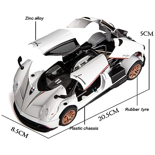 Image of DEUSON ECOM 124 Huayra Die Cast Metal Toy Car for Kids Metal Diecast Car Toy Pullback Sound and Light Openable Door