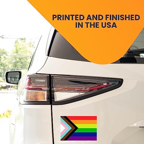 Image of Magnet Me Up Gay Pride Progress Rainbow Flag Magnet Decal, 4x6 Inches, Heavy Duty Automotive Magnet for Car Truck SUV, in Support of LGBTQ