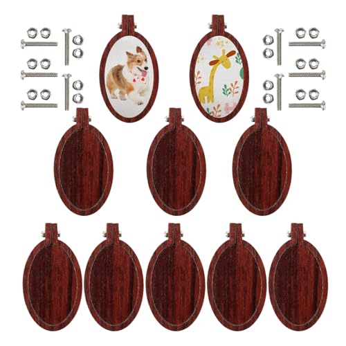 Framendino, 10 Pack Mini Embroidery Round Cross Stitch Hoops for Jewelry Crafts Oval 2.67