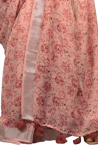 Image of MIRCHI FASHION Saree for Woman Cotton Blend Printed | Traditional Ethnic Sari for Ceremonial Use and Farewell with Blouse Piece