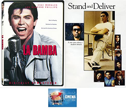 La Bamba & Stand and Deliver Lou Diamond Phillips 2 DVD Double Feature Includes Cinema Movie time Glossy Print Art Card