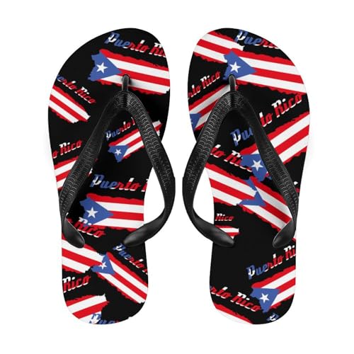 Puerto Rico Flag Map Slim Flip Flops for Women Men Casual Non-Slip Sandals Beach Flip Flop Shower Slippers