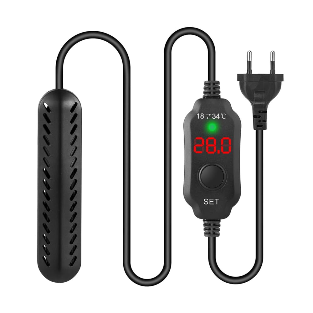 DONGKER Calentador para acuario mini, 25/50/100/150 W, termostato para acuarios con pantalla LED, calentadores para tanque de peces y reptiles marinos de 10-100 l