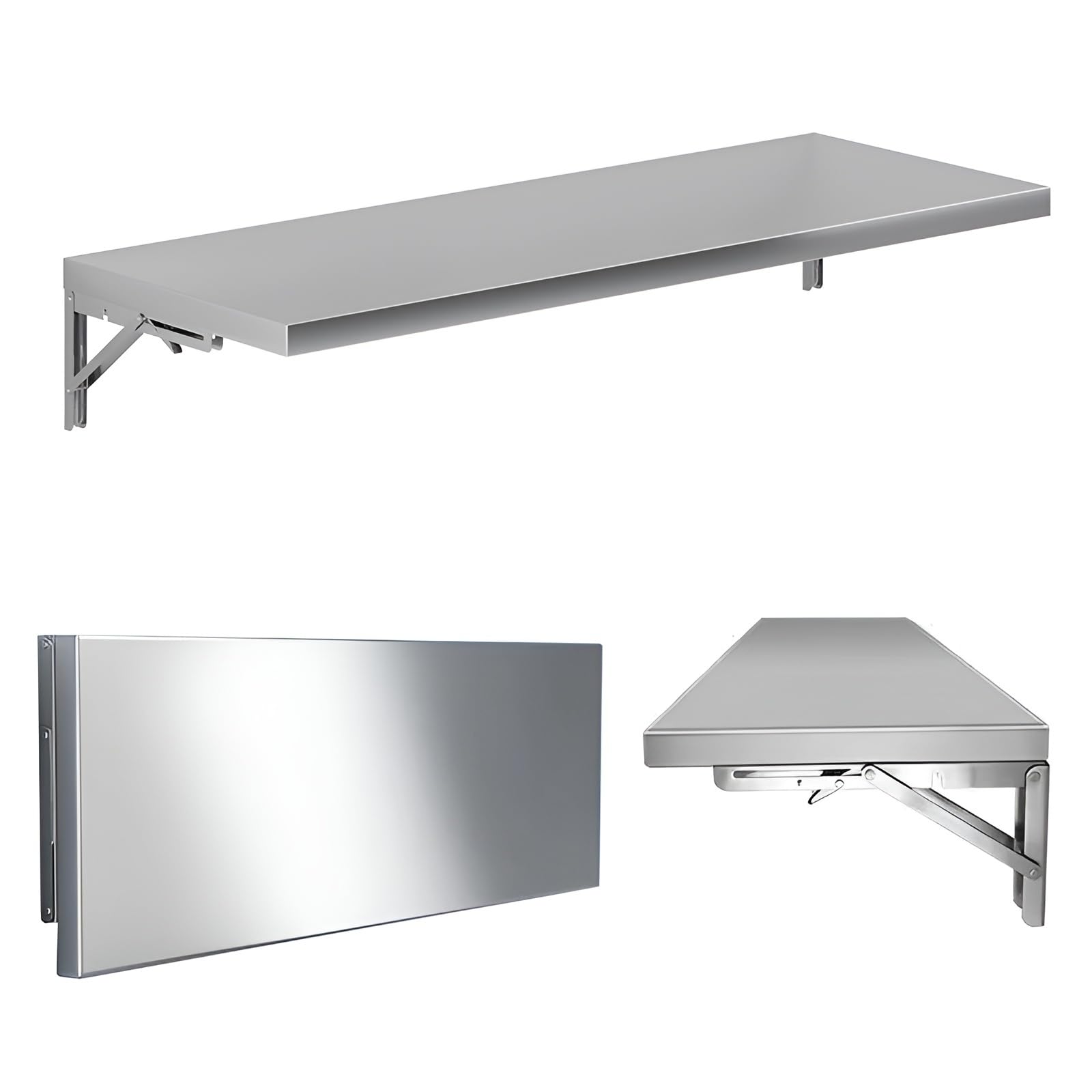 Scrivania pieghevole da parete per laptop in acciaio inossidabile 304, tavolo galleggiante compatto per sala da pranzo, piccola scrivania a parete (40 x 30 cm), soluzione salvaspazio per casa e